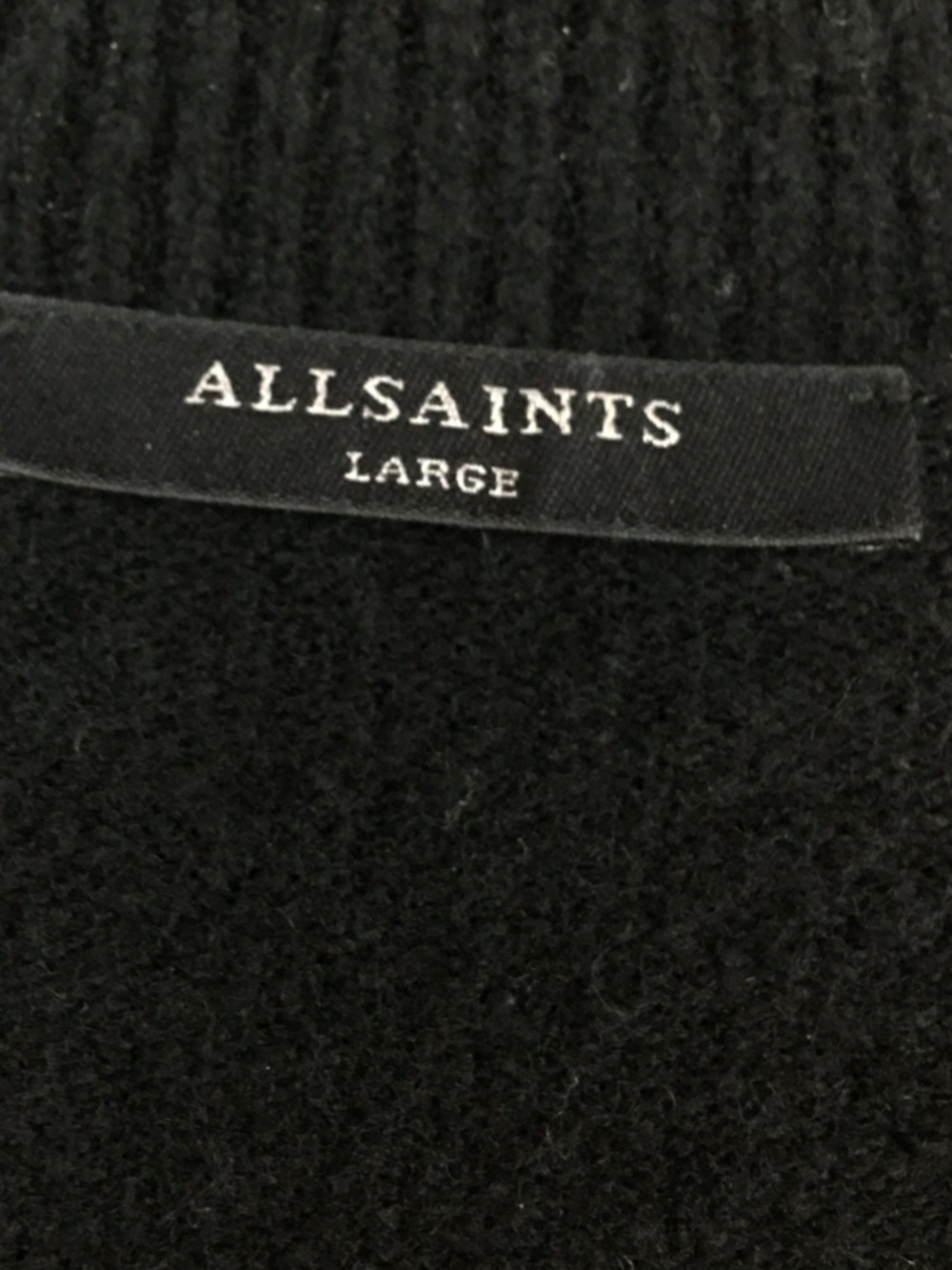 Allsaints Graphic Logo Jacquard Knit Mock Neck Sweater Black White Size L - Picture 11 of 15